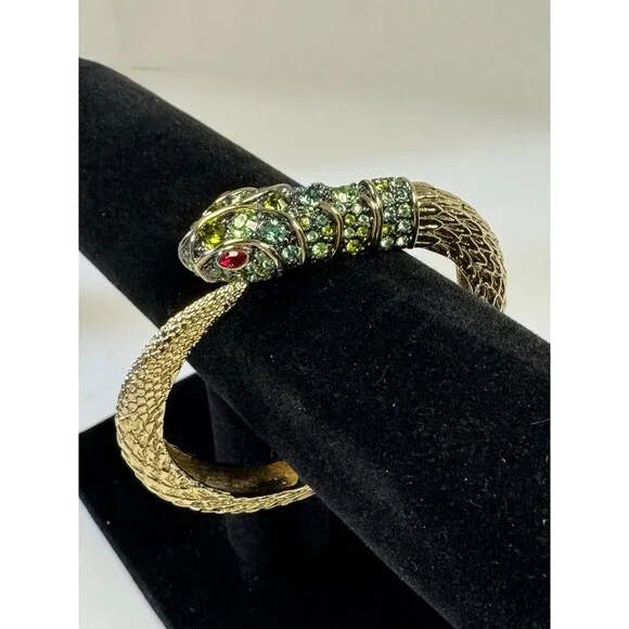KJL Kenneth Jay Lane Jeweled Snake Serpent Bracelet SET Box Papers 1990s Vintage - Picture 2 of 16